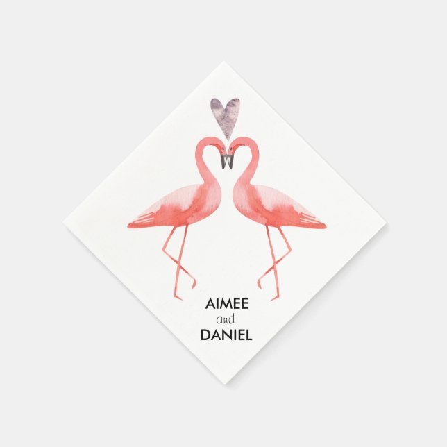 Serviette Jetable Flamants roses tropical mariage (Coin)