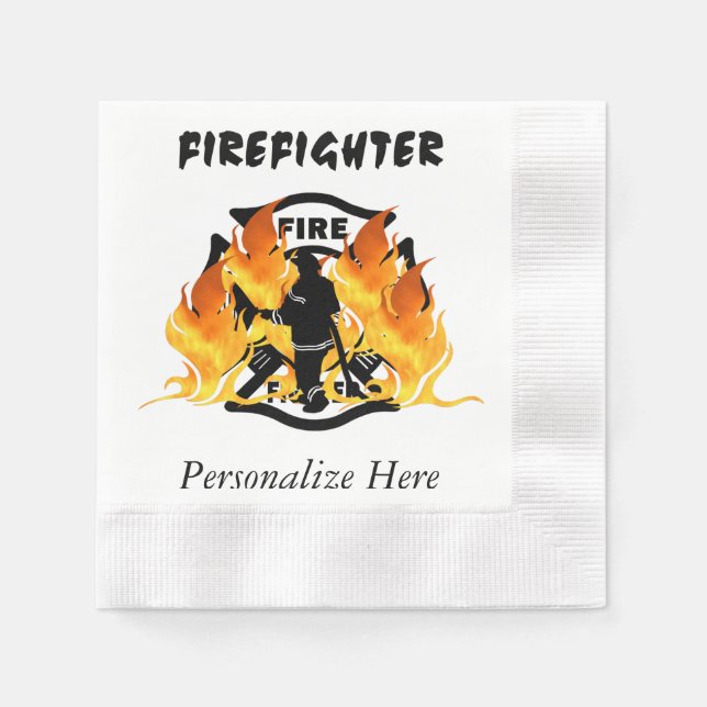 Serviette Jetable Flames du service d'incendie (Devant)