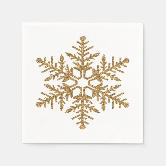 Serviette Jetable Fléau de neige Gold Faux Parties scintillant (Devant)