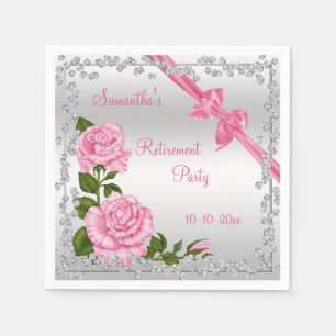 Serviette Jetable Fleur, arcs et retraite roses de diamants