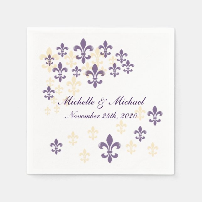 Serviette Jetable Fleur de Lis Cascade Cocktail Napkins (Devant)