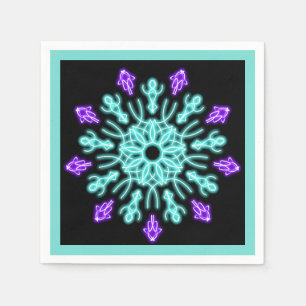 Serviette Jetable Fleur de néon pourpre et turquose