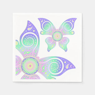 Serviette Jetable Fleur de vie / Blume des Lebens - papillon