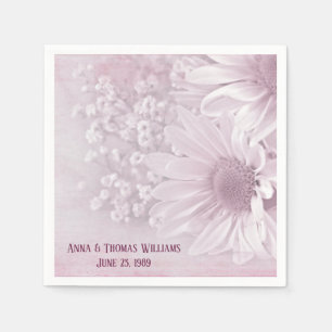 Serviette Jetable fleur marguerite rose et blanche