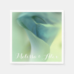 Serviette Jetable Fleur romantique dans des tons bleus - noms faits