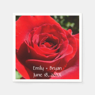 Serviette Jetable Fleur rose rouge vif Belle florale