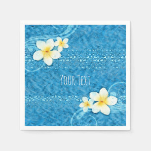 Serviette Jetable Fleur tropicale de Plumeria Bleu Party d'été