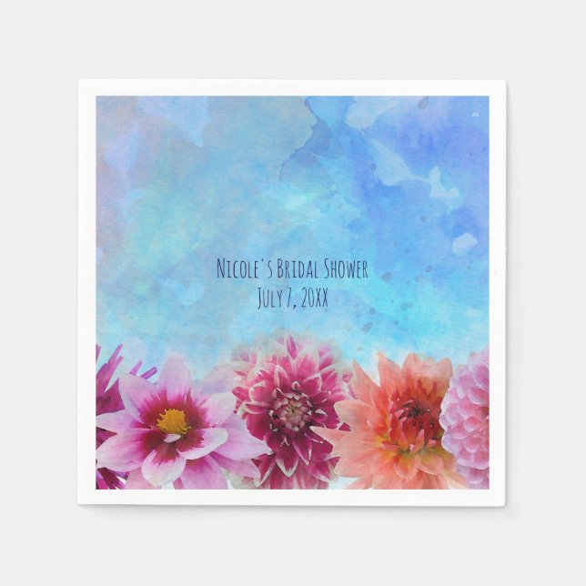 Serviette Jetable Fleurs d'aquarelle Fête des mariées florale modern (Devant)