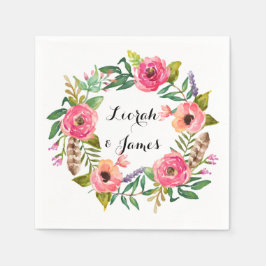 Serviette Jetable Fleurs d'aquarelle romantique