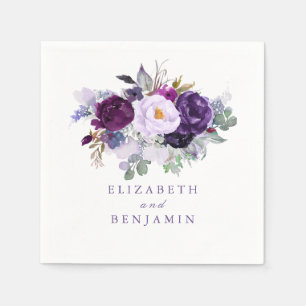 Serviette Jetable Fleurs d'aquarelle violette