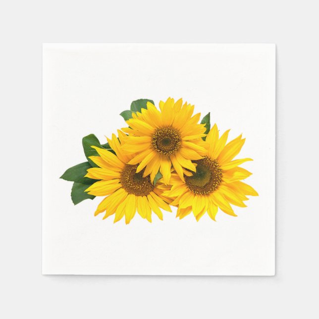 Serviette Jetable Fleurs de Mariage campagnard de tournesol jaune fl (Devant)