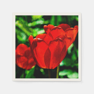 Serviette Jetable Fleurs de tulipes rouges