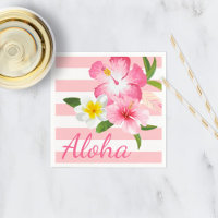 Fleurs et rayures tropicales roses Aloha