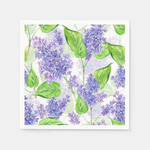 Serviette Jetable Fleurs lilas aquarelles