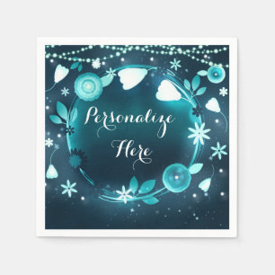 Serviette Jetable Fleurs Lumineuses Nuit Jardin Mariage Réception