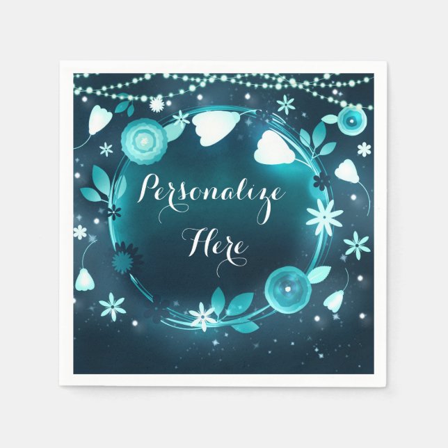 Serviette Jetable Fleurs Lumineuses Nuit Jardin Mariage Réception (Devant)