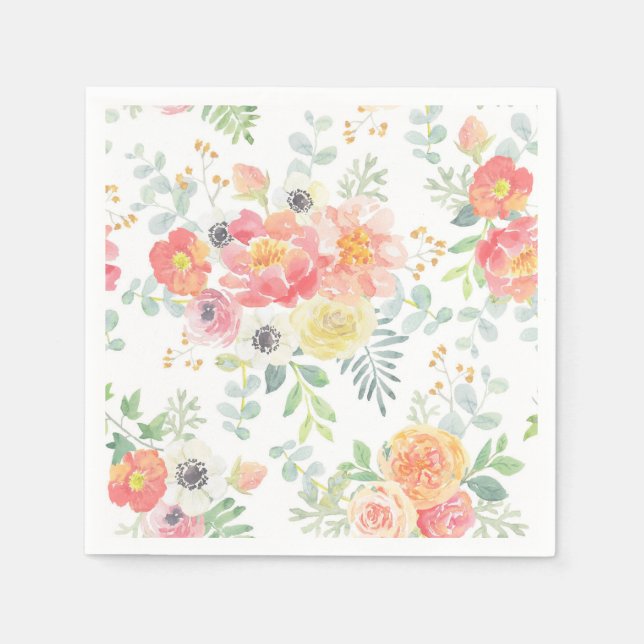 Serviette Jetable Fleurs Pastel (Devant)