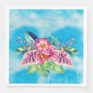 Serviette Jetable Fleurs tropicales de jungle - Aloha plage