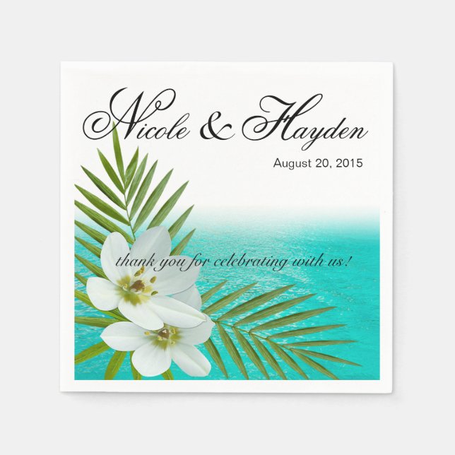 Serviette Jetable Fleurs tropicales de la plage d'Aloha (Devant)