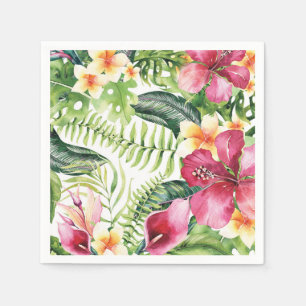 Serviette Jetable Fleurs Tropicales Feuilles Floral Fête de Mariage