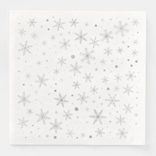 Serviette Jetable Flocon de neige Twinkle -gris argenté et blanc-