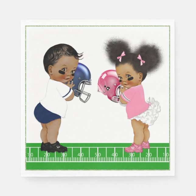 Serviette Jetable Football Genre Révéler Baby shower Papier Napkin (Devant)