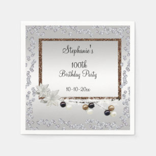 Serviette Jetable Framed Elegance 100th Birthday Party