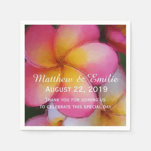 Serviette Jetable Frangipani Plumeria Fleurs Mariage (Devant)
