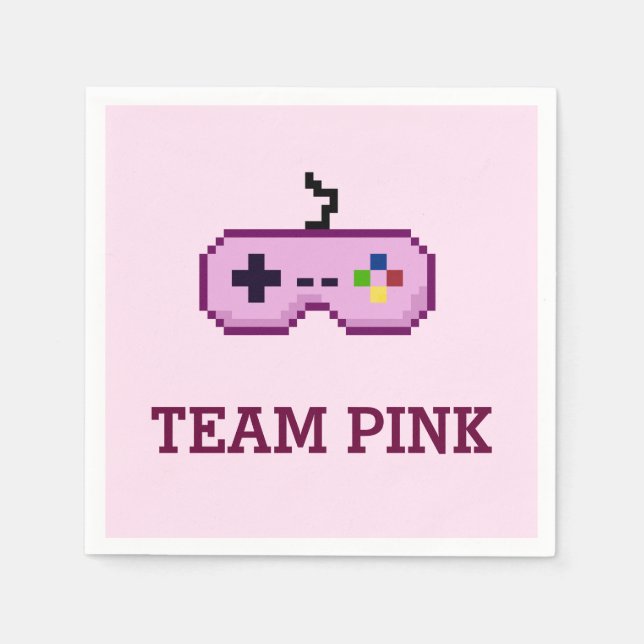 Serviette Jetable Gamer 8 bits Reveillez l'équipe Pink (Devant)