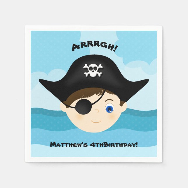 Serviette Jetable Garçon Pirate (Devant)