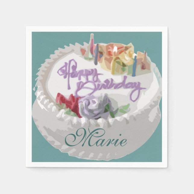 Serviette Jetable Gâteau d'anniversaire (Devant)