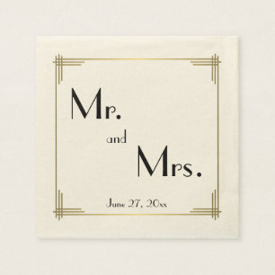Serviette Jetable Gatsby Ecru Art Déco Mariages serviettes