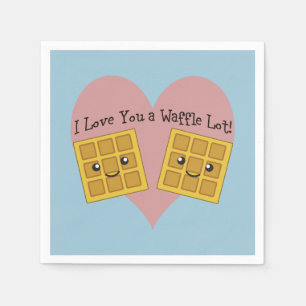 Serviette Jetable Gaufres mignonnes d'un Kawaii je t'aime de sort