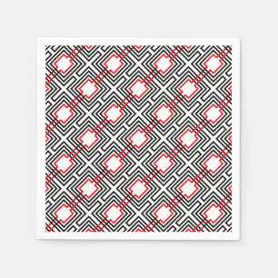 Serviette Jetable Géométrique rouge et blanc noir