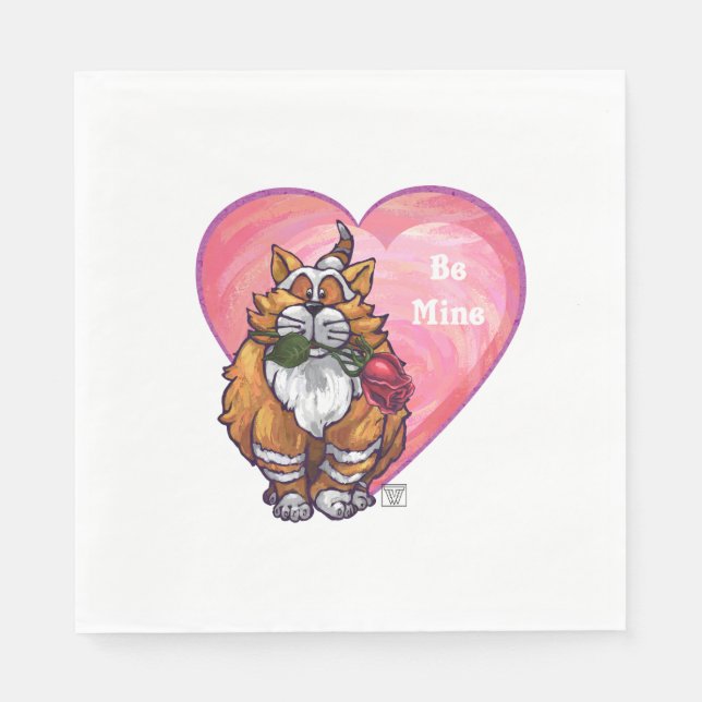 Serviette Jetable Ginger Cat Saint-Valentin (Devant)