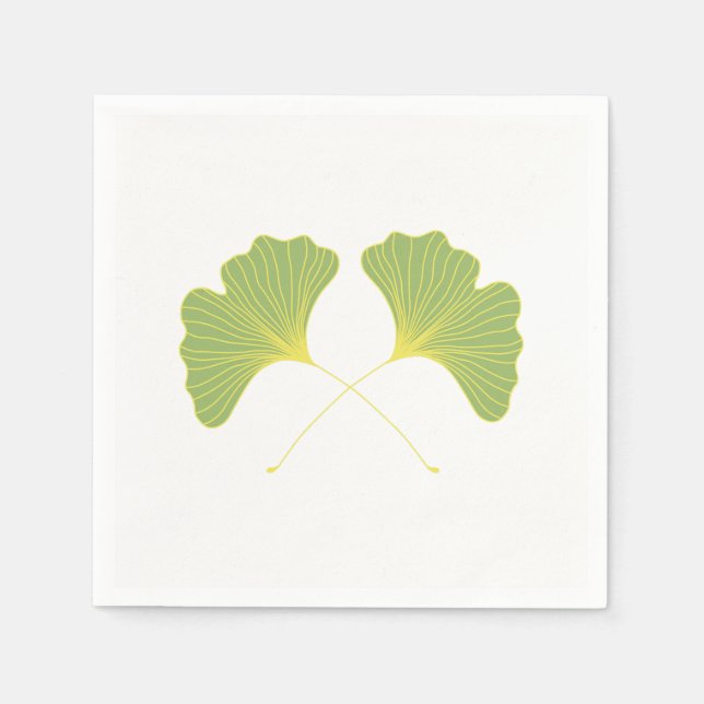 Serviette Jetable Ginkgo Tree Feuilles Printemps vert (Devant)