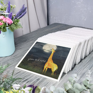 Serviette Jetable Giraffe et Lune | Papier personnalisé