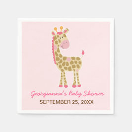 Serviette Jetable Giraffe rose Baby shower Customisé Napkin