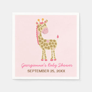 Serviette Jetable Giraffe rose Baby shower Customisé Napkin
