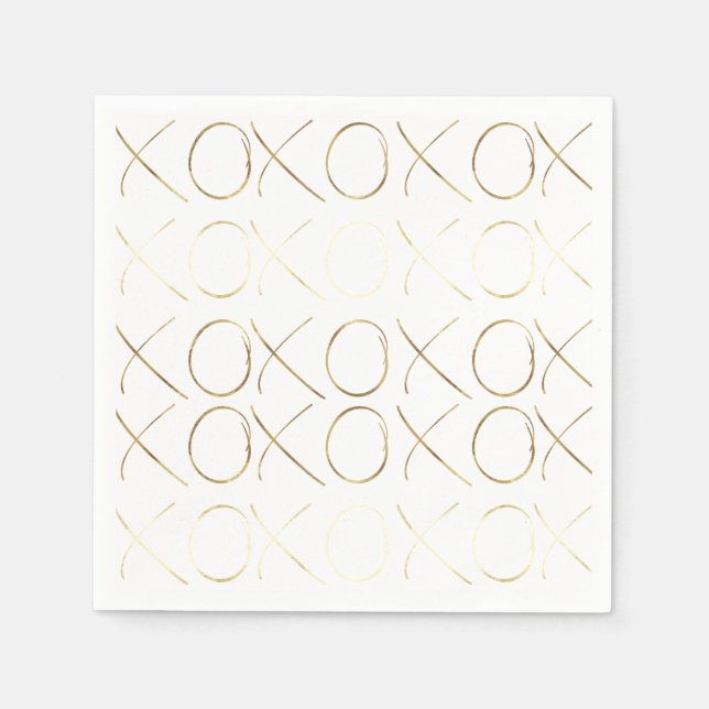 Serviette Jetable Glam blanc or XOXO (Devant)