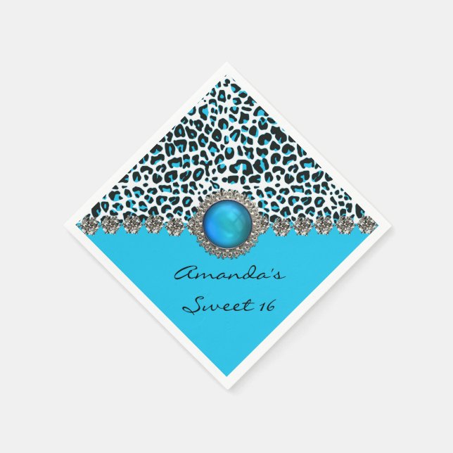 Serviette Jetable Glam Snow Leopard Sweet 16 serviettes d'anniversai (Coin)