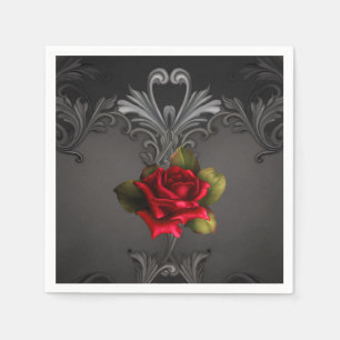Serviette Jetable Glamour gothique Rose rouge Noir ornemental Glamou