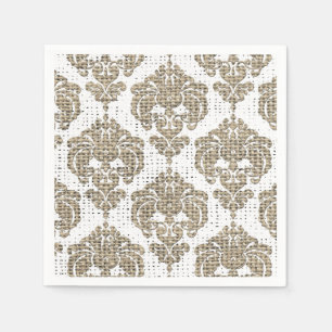 Serviette Jetable Glamour Rustique Toile de Jute Élégance Damassé Mo