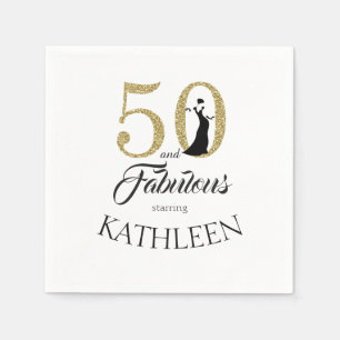 Serviette Jetable Gold 50 et fabuleux fête d'anniversaire Nom person
