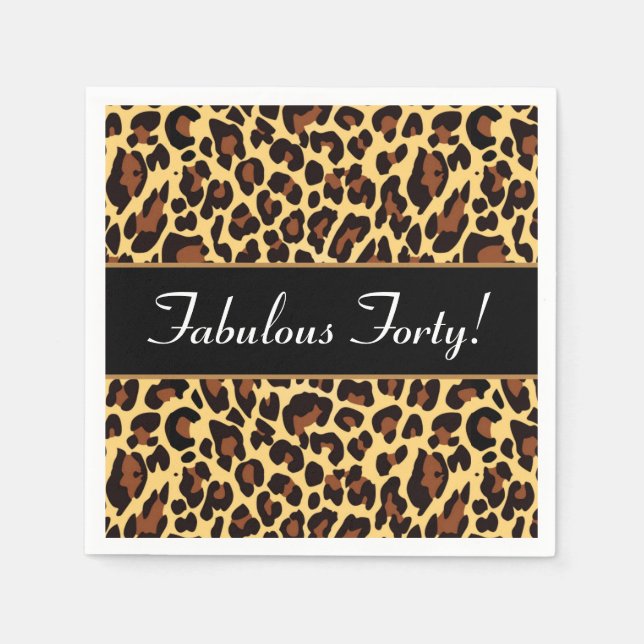 Serviette Jetable Gold Black Leopard Fabuleux 40 Anniversaire A10 (Devant)