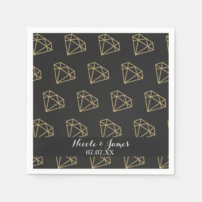 Serviette Jetable Gold Diamond Design moderne Bachelorette Party (Devant)