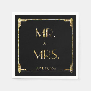 Serviette Jetable Gold Foil Great Gatsby Art Déco Mariage Napkins