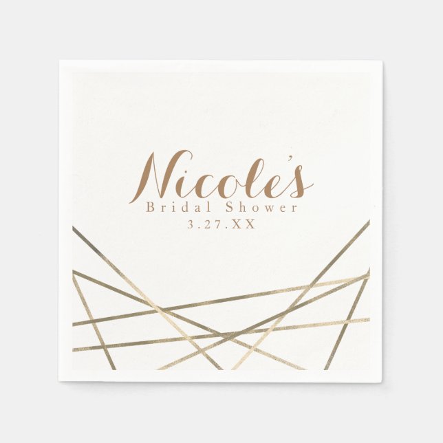 Serviette Jetable Gold Modern Lignes géométriques Partie de Glam per (Devant)