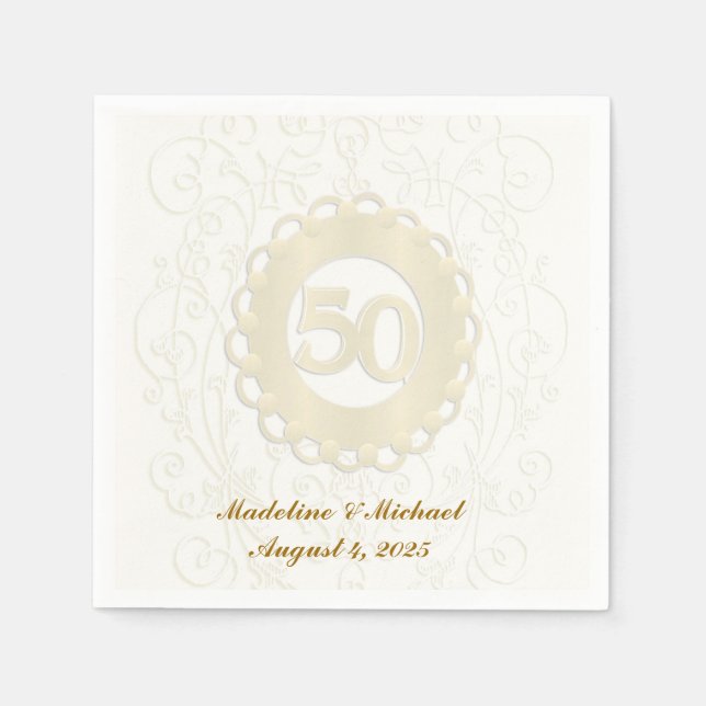 Serviette Jetable Golden, 50e anniversaire (Devant)