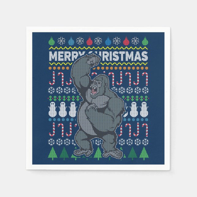 Serviette Jetable Gorilla Ugly Sweat Christmas Sweat Wildlife Series (Devant)